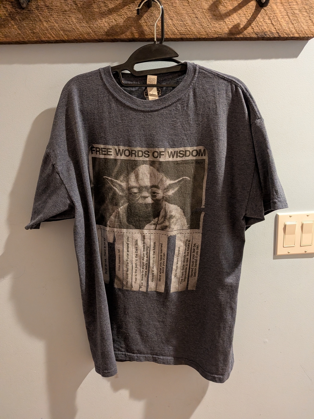 Men's Graphic Yoda 'Free Words of Wisdom' Short-Sleeve T-Shirt - Gray